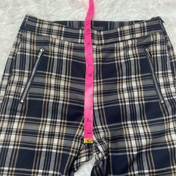 ZARA Plaid Skinny Pants Size XS High Rise Pants Zipper Pockets Y2K Preppy - Picture 7 of 10